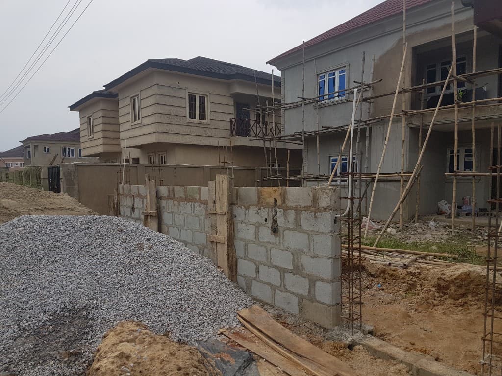 Residential renovation with scaffolding